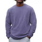 Men's Solid Color Waffle Round Neck Long Sleeve Sweatshirt 95420284Z