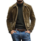 Men's Casual Suede Lapel Multi-Pocket Loose Cargo Jacket 13946994M