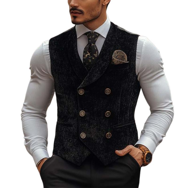 Men's Classic Vintage Double Breasted Shawl Collar Velvet Vest 44491635K