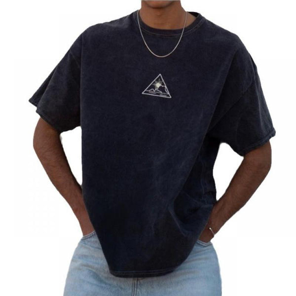 Men's Casual Retro Print Round Neck Short Sleeve T-Shirt 55337987M