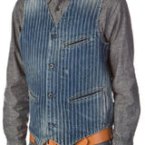 Men's Classic Vintage V-Neck Denim Vest 40279542F