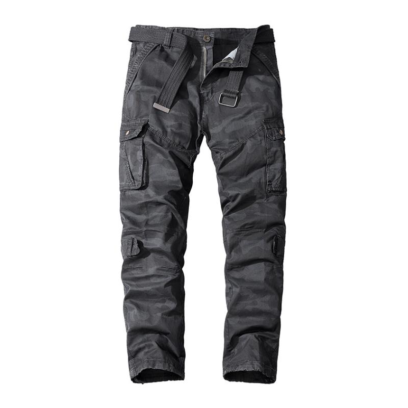 Men's Casual Outdoor Cotton Camouflage Multi-Pocket Workwear Straight Pants (Belt Excluded) 58934108M