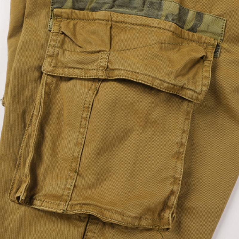 Men's Casual Cotton Washed Colorblock Multi-Pocket Work Pants 55929080M