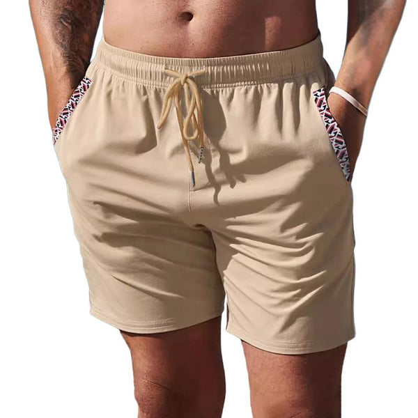 Men's Casual Colorblock Printed Drawstring Shorts 47862049TO
