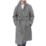 Men's Mid-length Woolen Plaid Double-breasted Padded Thick Coat 25751712U