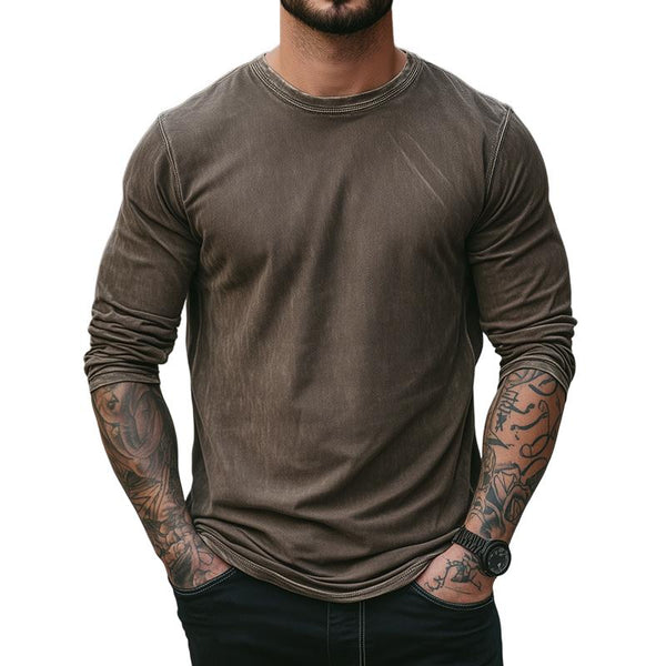 Men's Retro Casual Round Neck Long Sleeve T-Shirt 70149394TO