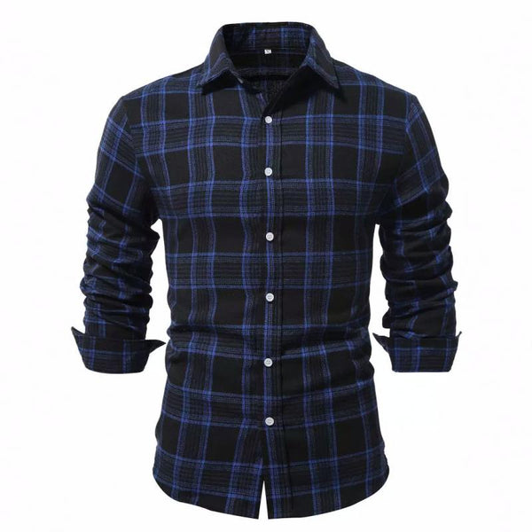 Men's Casual Brushed Plaid Long Sleeve Shirt 61107633Y