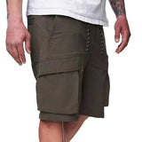 Men's Loose Drawstring Elastic Waist Multi-pocket Cargo Shorts 04913954Z