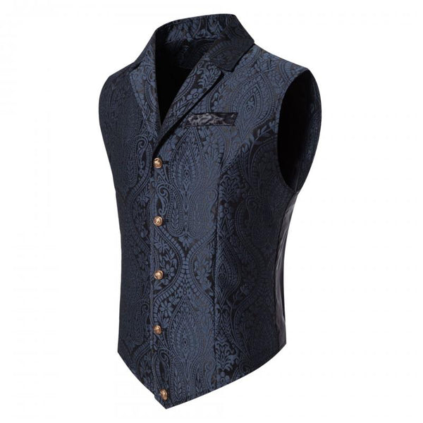 Men's Vintage Jacquard Lapel Single Breasted Vest 95449251Z