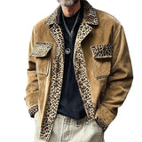 Men's Suede Leopard Patchwork Jacket 34989180U