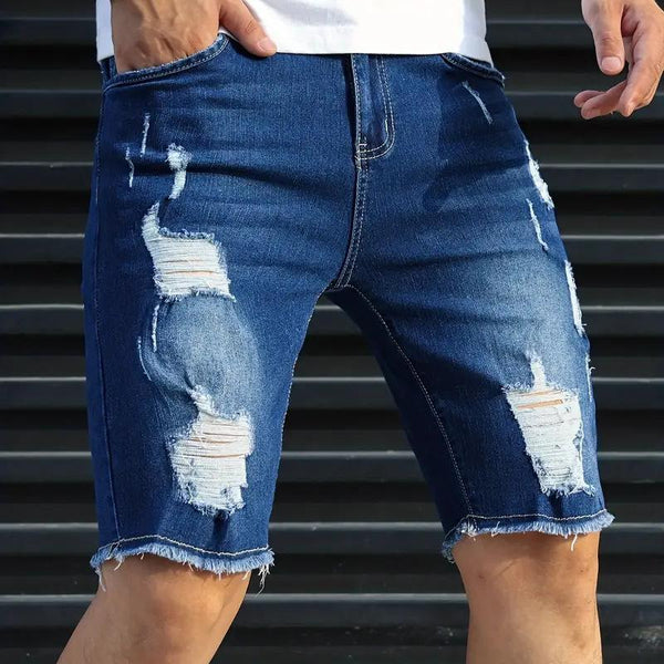 Men's Fashion Distressed Hole Denim Shorts 00984243Z