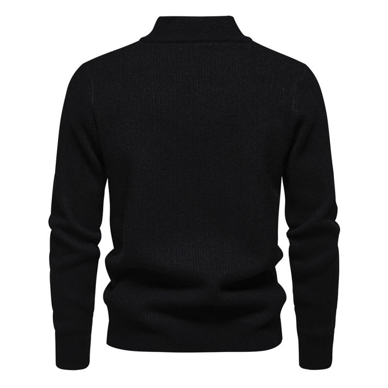 Men's Solid Color Stand Collar Zipper Knit Sweater 05520693Y