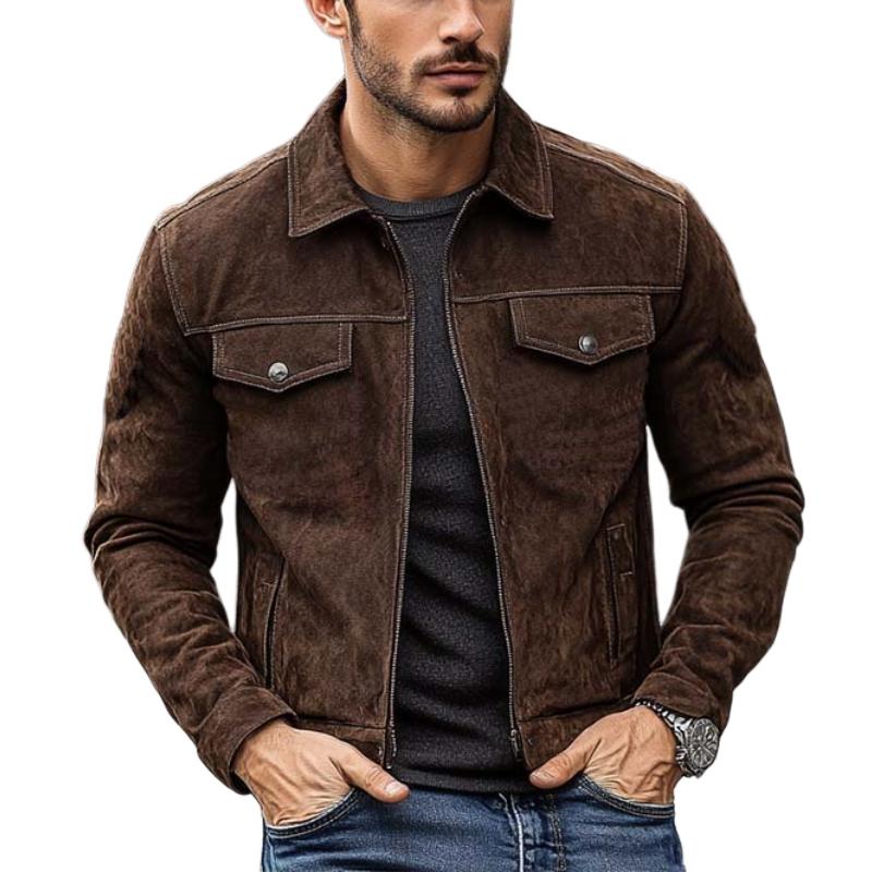 Men's Classic Casual Slim Fit Suede Jacket 95641400K