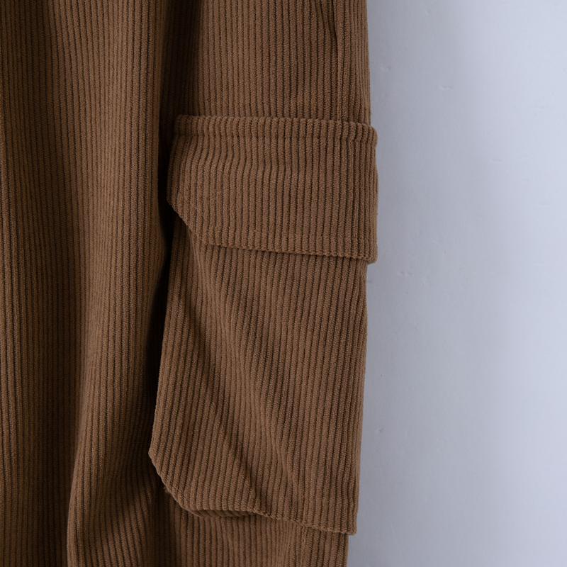 Men's Solid Color Corduroy Loose Elastic Waist Multi-pocket Cargo Pants 74090555Z