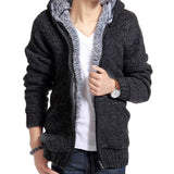 Men's Thickened Hooded Knitted Sweater Jacket 56015340U