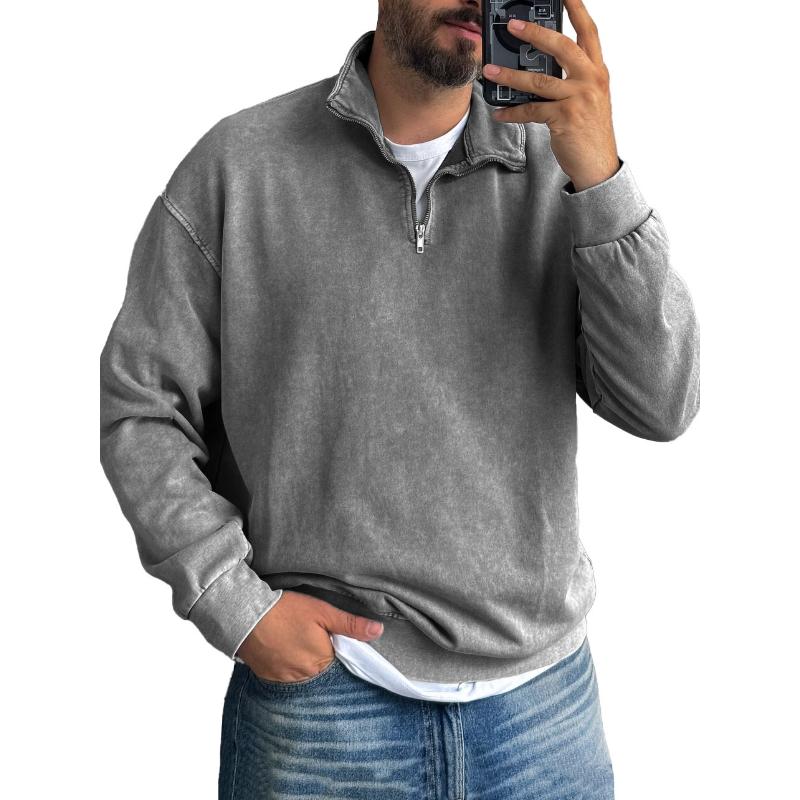 Sudadera con cremallera y solapa de color liso para hombre 52317136Y