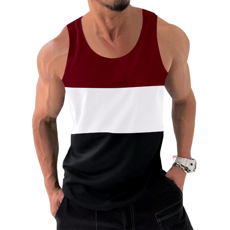 Men's Casual Loose Color Block Sports Tank Top 22540641M