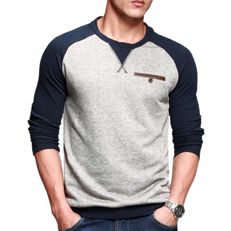 Men's Retro Colorblock Round Neck Long Sleeve T-Shirt 87441641U