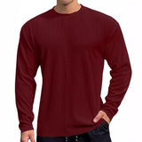 Men's Solid Color Striped Round Neck Long Sleeve T-shirt 74511156Z