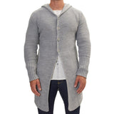 Men's Casual Hooded Single-breasted Mid-length Knitted Cardigan 64272437M