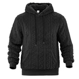 Men's Casual Solid Color Braided Plush Warm Hooded Sweatshirt 48857635Y