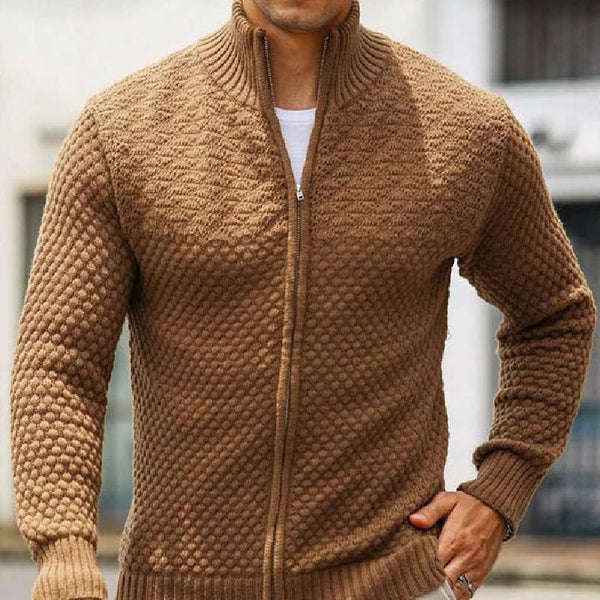 Men's Classic Casual Stand Collar Zipper Knit Cardigan 57068205K