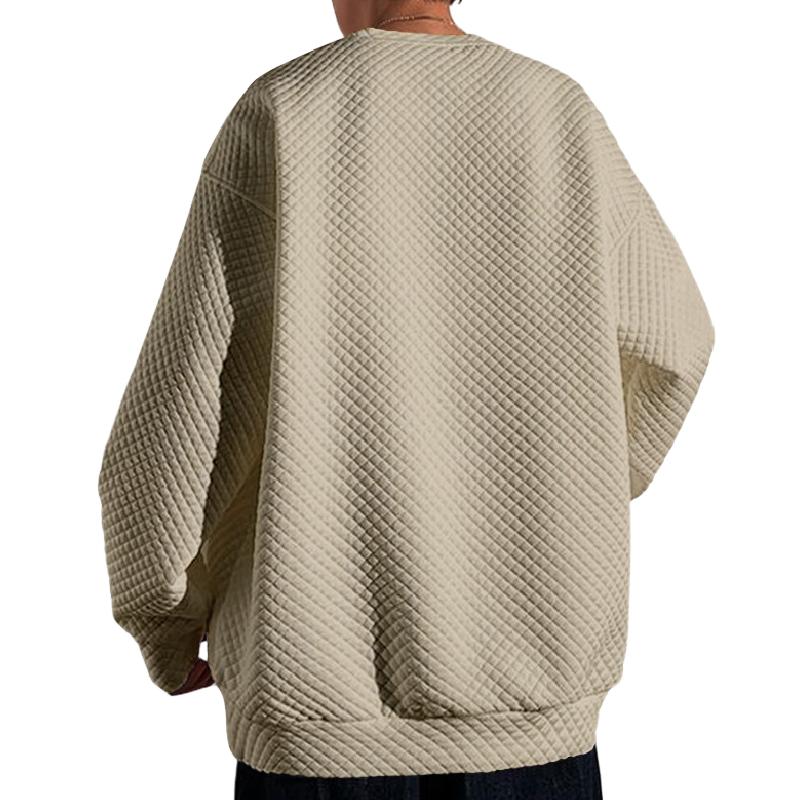 Men's Classic Crew Neck Waffle Long Sleeve Sweatshirt 32867439F