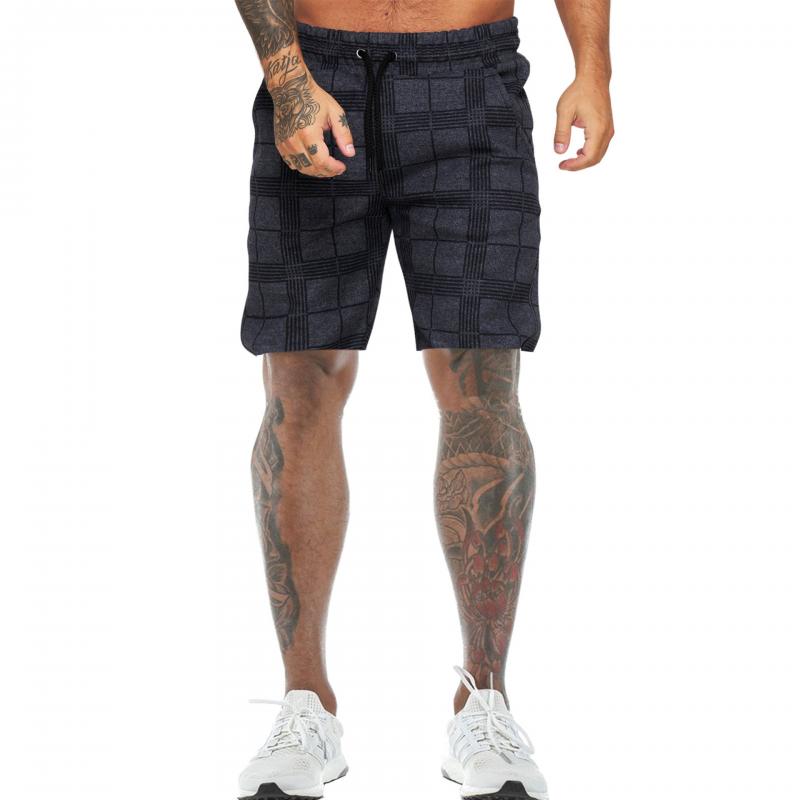 Men's Casual Loose Plaid Printed Elastic Waist Shorts 64678527M