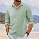 Men's Single-Breasted Lapel Long-Sleeved Shirt 99354806Y