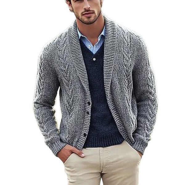 Men's Vintage Casual Loose Shawl Collar Button Cardigan 05516638K