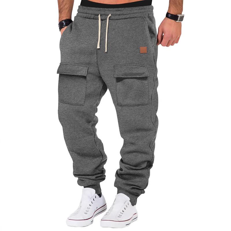 Men's Sports Solid Color Multi-Pocket Sweatpants 05181670Y