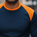 Men's Retro Casual Colorblock Round Neck Long Sleeve T-Shirt 05591873TO