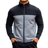 Men's Retro Casual Colorblock Stand Collar Zipper Sweatshirt 94672326TO