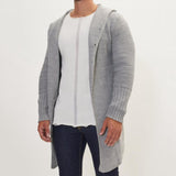 Men's Casual Hooded Single-breasted Mid-length Knitted Cardigan 64272437M