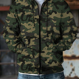 Men's Camo Print Hooded Zipper Casual Jacket 74098014Z