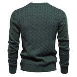 Men's Deer Embroidery Solid Color Crew Neck Sweater 48611583Y