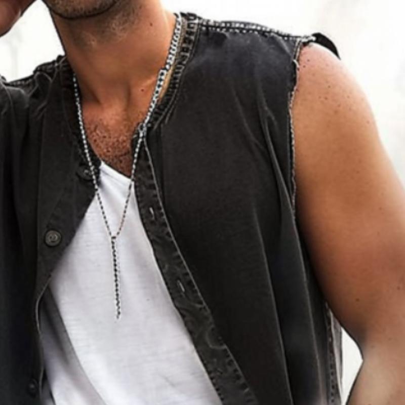 Men's Casual Solid Color Round Neck Vest 63067393TO