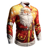 Men's Christmas Printed Lapel Long Sleeve Shirt 91327329Z