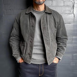 Men's Retro Denim Lapel Single Breasted Casual Jacket 45448175Z