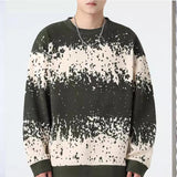 Men's Fashion Contrast Striped Loose Round Neck Sweatshirt 51420936M