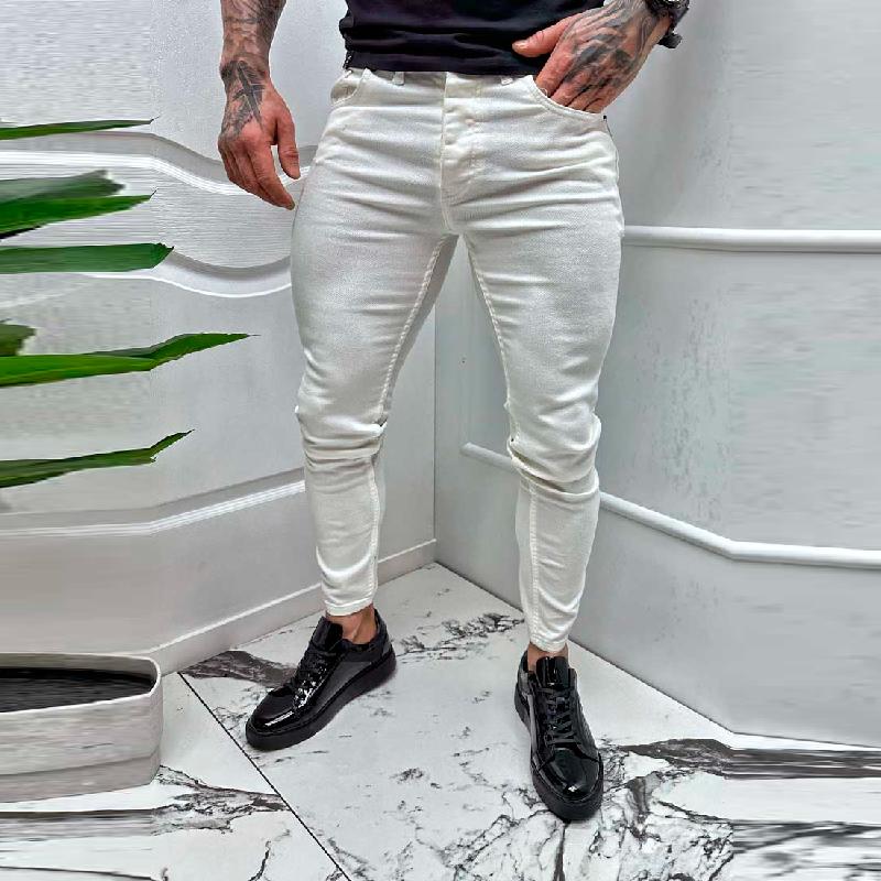 Men's Fashion Solid Color Slim Fit Jeans 15881366Y