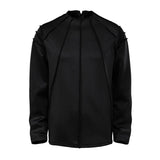 Men's Fashion Patchwork Zipper Half Turtleneck Loose Long Sleeve Sweatshirt 02382533M