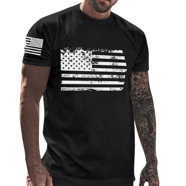 Men's Independence Day American Flag Print Round Neck Short Sleeve T-shirt 29068692Z