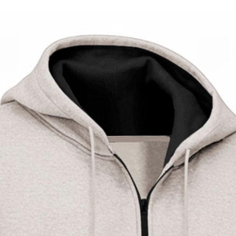 Men's Casual Cotton Blend Hooded Zip-Up Loose Sports Jacket 73180119M