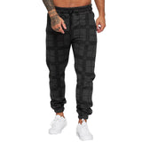 Men's Retro Casual Plaid Print Drawstring Sports Pants 26241041TO