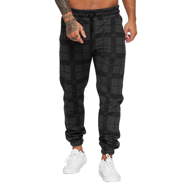 Men's Retro Casual Plaid Print Drawstring Sports Pants 26241041TO