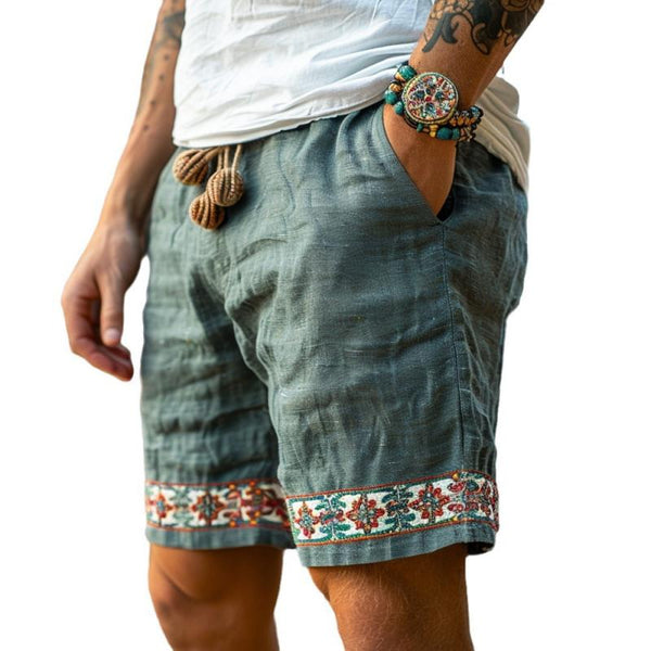 Men's Vintage Breathable Elastic Waist Holiday Shorts 66307149M