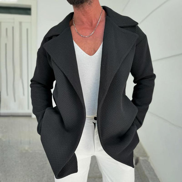 Men's Fashion Solid Color Lapel Casual Mid-length Coat 49423974Z