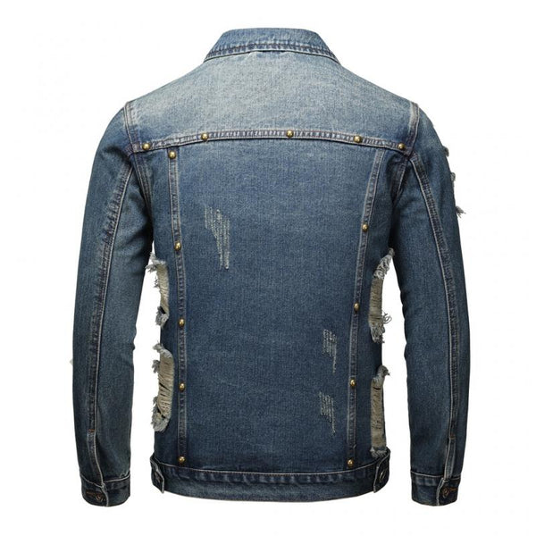 Men's Vintage Ripped Denim Jacket 47230882Y