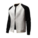 Men's Casual Colorblock Baseball Collar Loose Zipper Knit Cardigan 29510567M